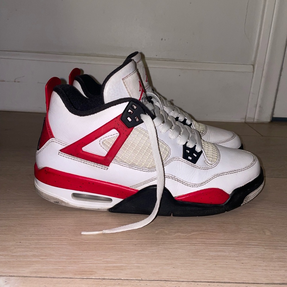 White and Red Jordan Retro 4